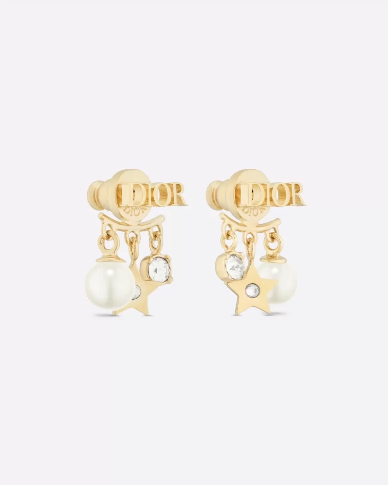 Dior Pearl Crystal Dio(r)evolution Earrings Aged Gold - Image 2