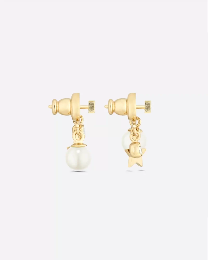 Dior Pearl Crystal Dio(r)evolution Earrings Aged Gold - Image 4