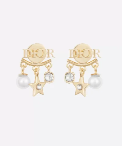 Dior Pearl Crystal Dio(r)evolution Earrings Aged Gold