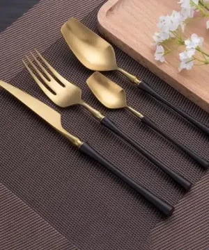 Modern Two Color Stainless Steel 4-Piece Serving Set-20219613