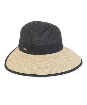 Sun 'N' Sand Two Tone Backless Facesaver Hat Medium (57cm) in Black / Natural
