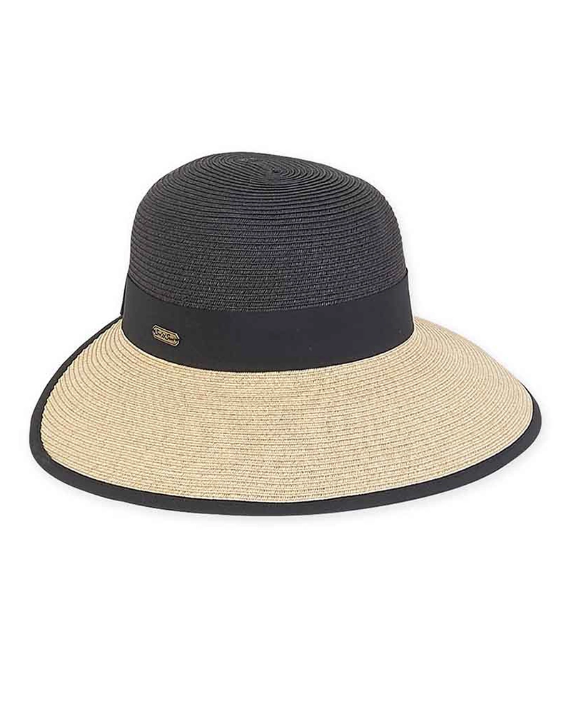 Sun 'N' Sand Two Tone Backless Facesaver Hat Medium (57cm) in Black / Natural