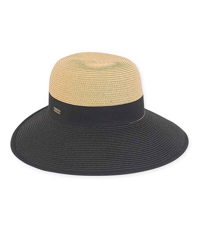 Sun 'N' Sand Two Tone Backless Facesaver Hat Medium (57cm) in Black / Natural - Image 2