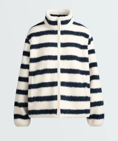 OYSHO Striped Faux-Shearling Jacket with High Neck & Zip Fastening – Recycled Polyester - Image 4