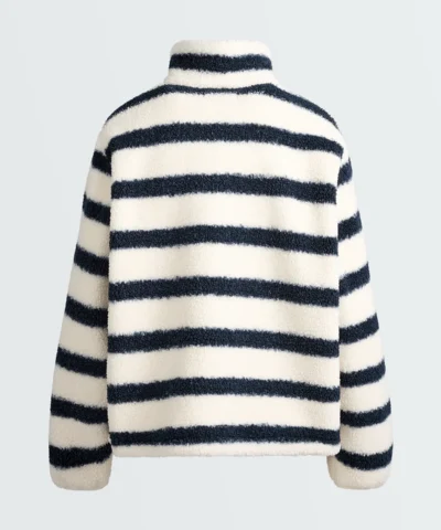 OYSHO Striped Faux-Shearling Jacket with High Neck & Zip Fastening – Recycled Polyester - Image 5