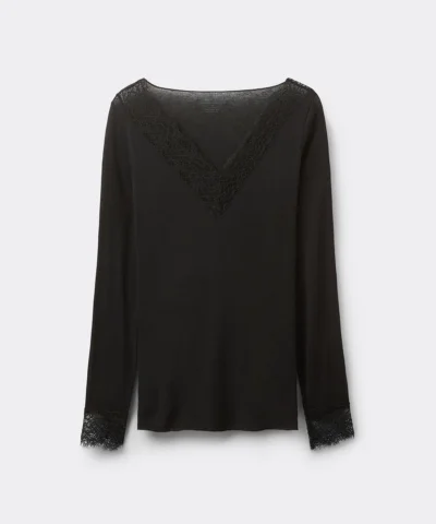 Intimissimi Ultralight Cashmere Lace Long Sleeve Shirt - Image 11