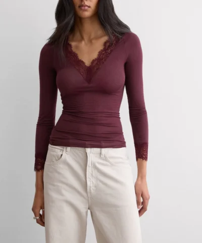 Intimissimi Ultralight Cashmere Lace Long Sleeve Shirt - Image 16
