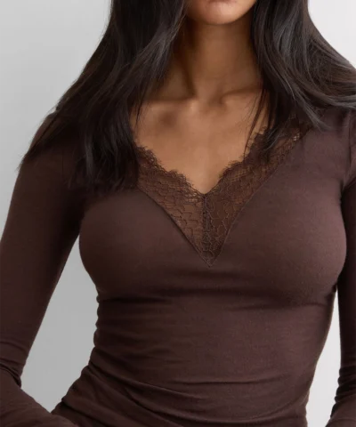 Intimissimi Ultralight Cashmere Lace Long Sleeve Shirt - Image 8