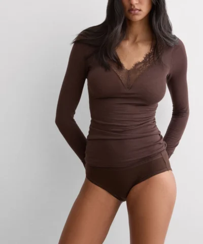 Intimissimi Ultralight Cashmere Lace Long Sleeve Shirt - Image 9