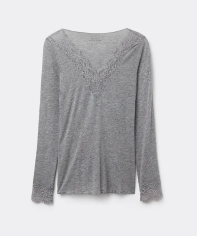 Intimissimi Ultralight Cashmere Lace Long Sleeve Shirt
