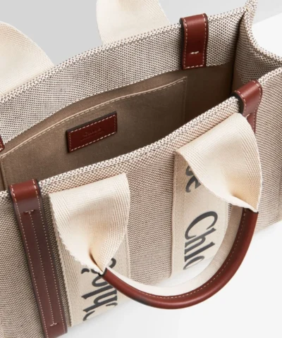 Chloe Small Woody Logo Canvas Shopper Tote Bag - Image 4