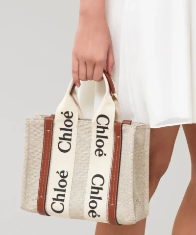 Chloe Small Woody Logo Canvas Shopper Tote Bag - Image 5