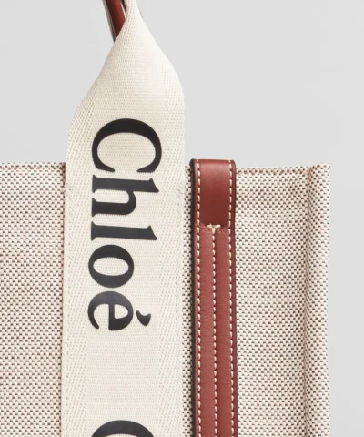 Chloe Small Woody Logo Canvas Shopper Tote Bag - Image 3